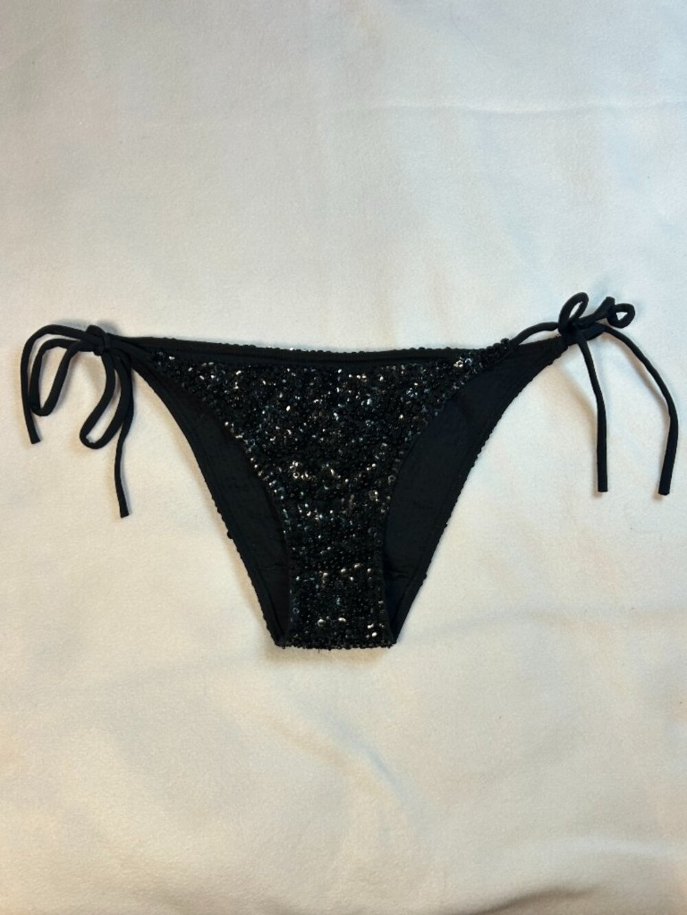 Discount Universe Black Sequin bottoms side ties bikini- Medium